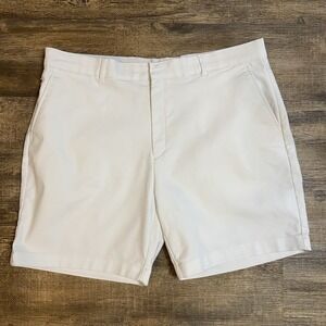 Alfani Mens Size 40 Classic Fit‎ Flat Front Chino Shorts White